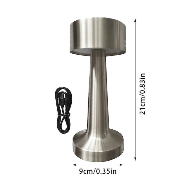 Rechargeable Led Table Lamp Touch Sensor Desk Light Bedroom Restaurant Bar Decor Silver Dumbbell