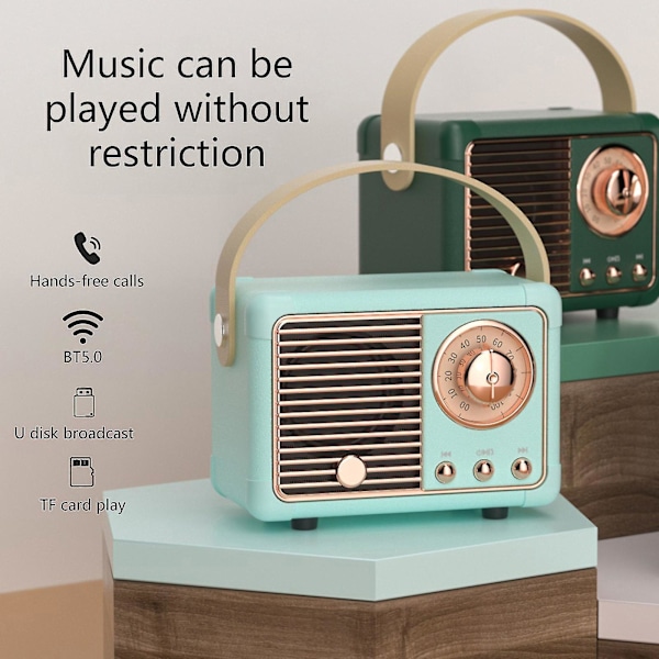 Hm11 Portable Music Player Mini Retro Rechargeable Speaker Radio Outdo White