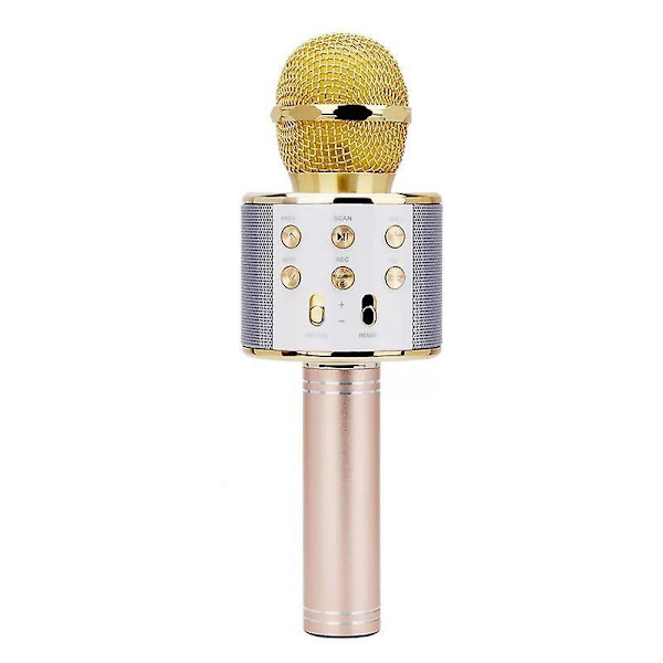 Bluetooth Microphone Speaker Handheld Microphone Karaoke Mic Music Player Singing Recorder Gold