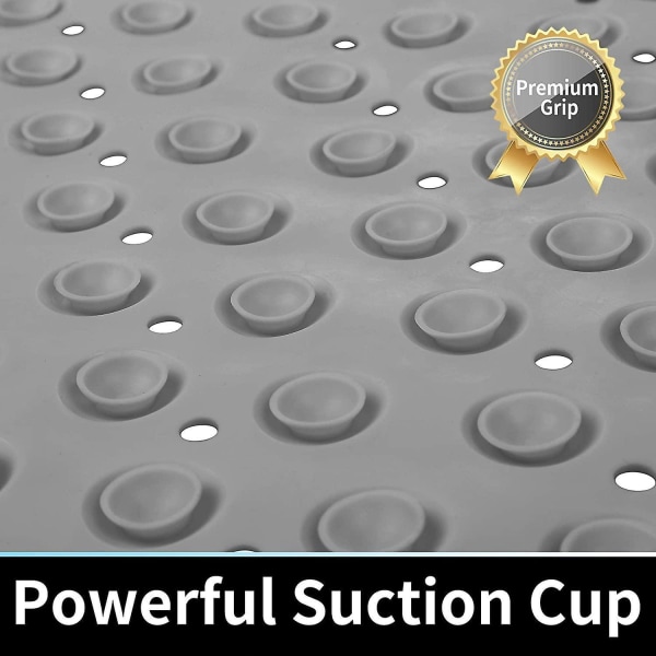 39x16 In Non Slip Bathtub Mat, with Suction Cups Drain Holes, Machine Washable, Gray
