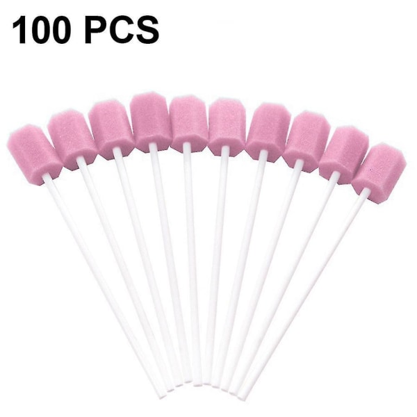 100 Pcs Oral Care Swabs - Tooth Cleaning Mouth Toothette Oral Sponge Swabs Unflavored