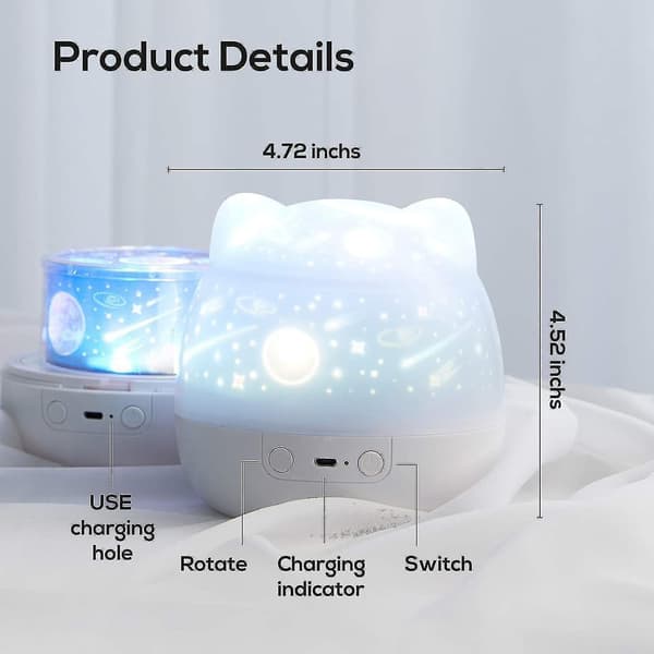Starry Sky Projector Lamp, 3 In 1 Bluetooth Speaker Led Music Night Light Child With 6 Pro