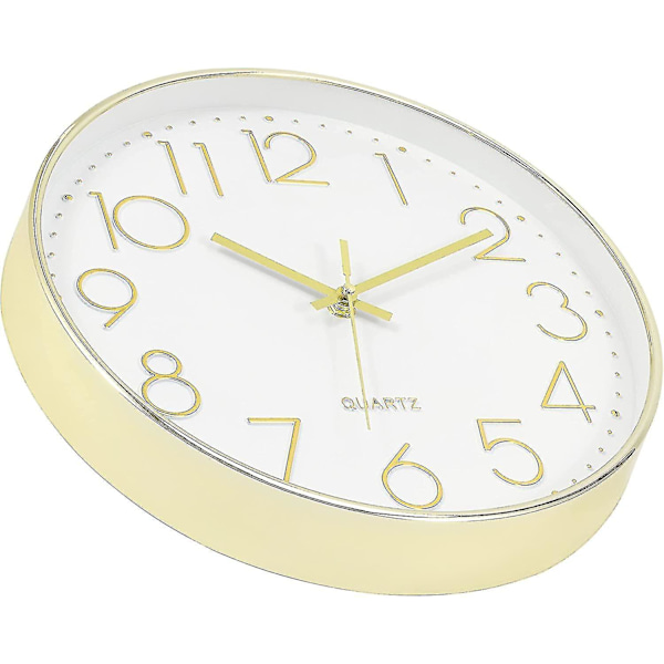 Wall Clock 12-inch Silent Non-ticking Wall Clock gold