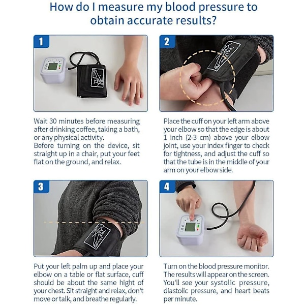 Blood Pressure Monitor Upper Arm Digital Bp Machine For Home Use & Pulse Rate Detection Meter Memory Lcd Display