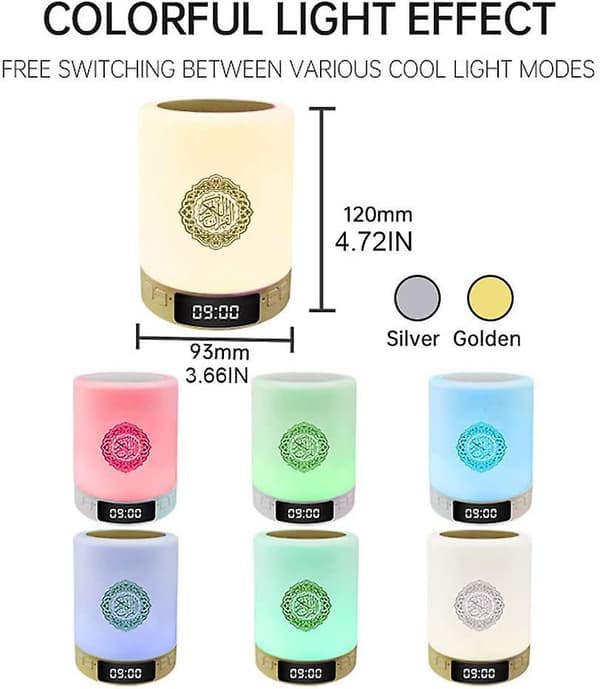 Bluetooth Quran Speaker Led Night Light App Control Azan Clock Loudspeaker