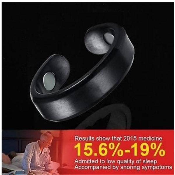 Apolloostory Lymphatic Drainage Therapeutic Magnetic Ring Weight Loss Anti-snoring Open Ring For Women Men black