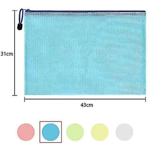 Document Pocket A3, 10 Pieces A3 File Zippered Pockets, Mesh Plastic Zippered