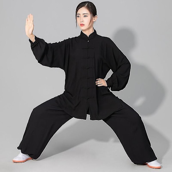 Men's And Women's Soft Cotton Tai Chi Clothes, Kung Fu Martial Arts Clothes black S