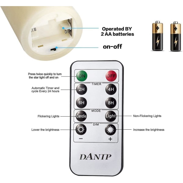 Led Flameless Candle With Embedded Light Chain, 3-part Led Candle With Remote Control