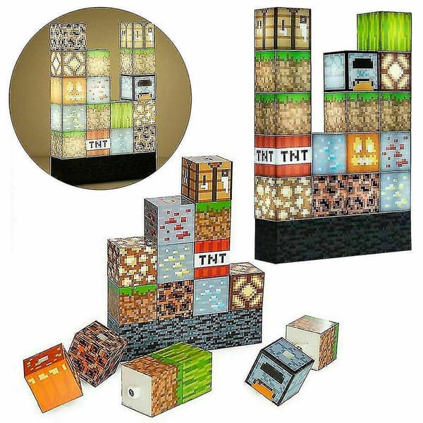 16pcs Minecraft Building Block Light Desk Lamp Splicing Light Stitching Lamp Diy