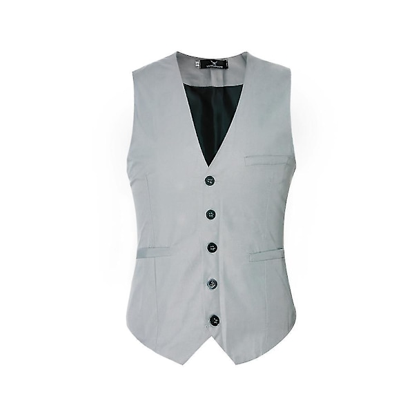 Miesten V-aukkoinen Pukuliivi Puuvillaa Slim Fit Neljän vuodenajan liivi Grey XS