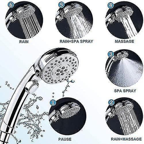 Handheld Shower Head With Hose -5 Spray Settings Removable High Pressure Shower Head With On / Off Switch -chrome