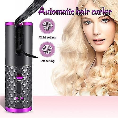 Cordless Automatic Hair Curler Portable Wireless Curling Iron Wand With Lcd Display Grey