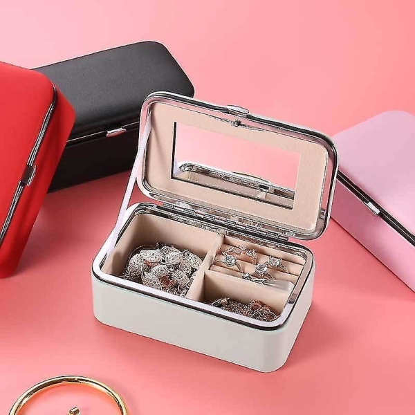 Jewelry Storage Box Pu Leather Travel Jewellery Portable  Holders Case Black Without mirror
