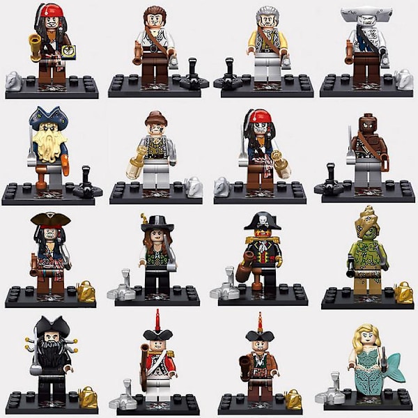 Caribbean Full Set Of Building Blocks Minifigure Captain Jack Salazar Mermaid Doll Toys 32 Piece Set