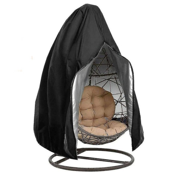 Patio Hanging Chair Cover Outdoor Pod Swing Seat Cover Dust Waterproof Cover Chair Protector Black 115x190CM