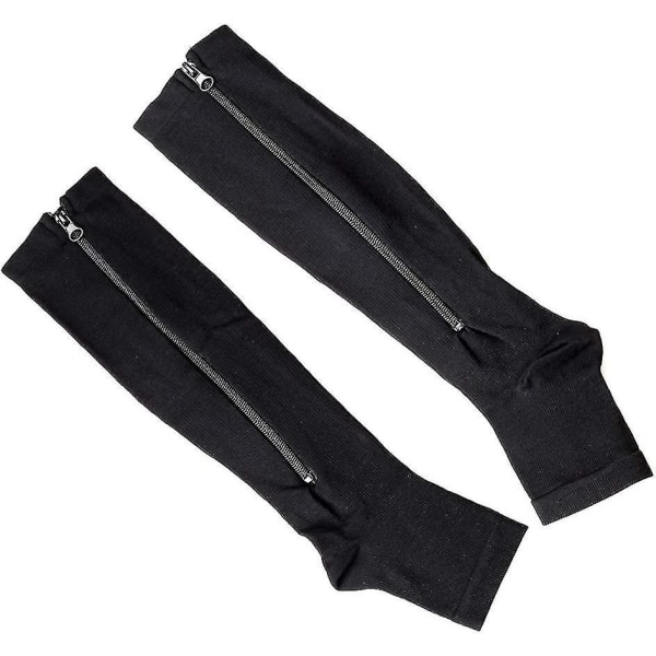 2 Pairs Of Compression Socks Unisex Calf Compression Stockings Zipper Support Gift
