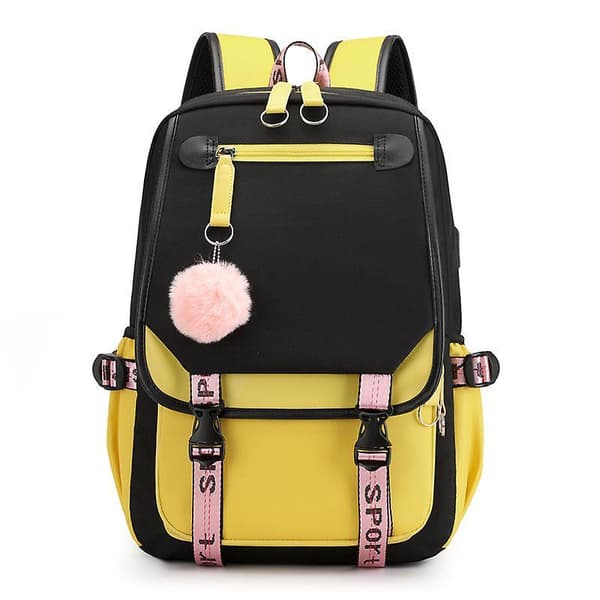 Miman Leisure Backpack Travel Bag Student School Bag Yellow