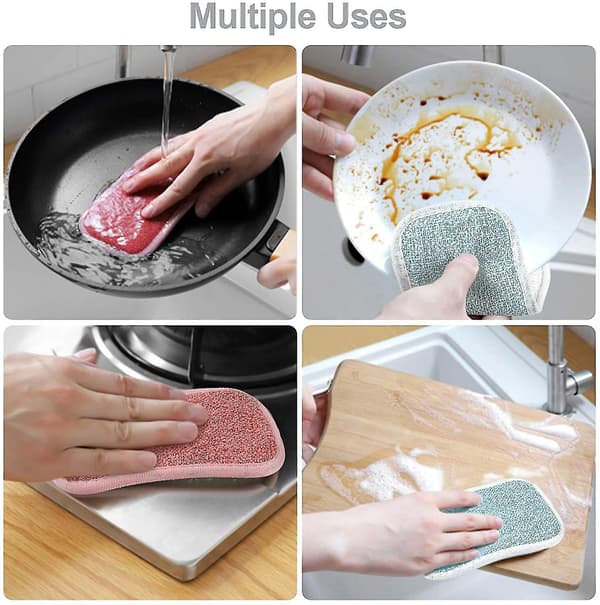 6 Pack Kitchen Scrub Sponges Reusable Non-scratch Microfiber Sponge