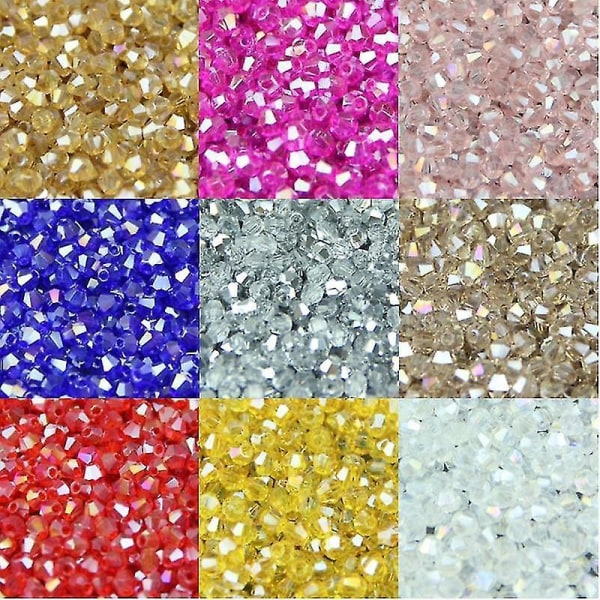 Bicone Upscale Crystals Beads, Ab Color Plating Loose Bead, Bracelet Jewelry Half silver