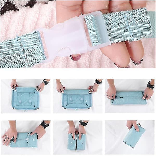 1 Set (8 Pieces) Travel Organizer Waterproof Organizer Light Blue