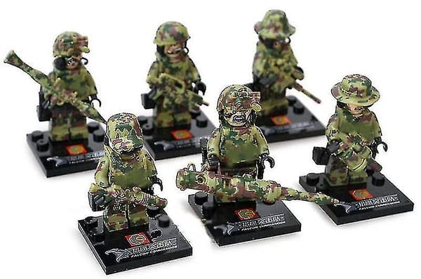 6 stk. Militære Byggeklodser Falcon Commando Minifigur Samlelegetøj