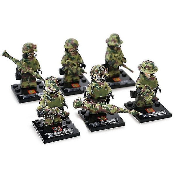 6pcs Military Building Blocks Falcon Commando Minifigure Assembling Doll Toy