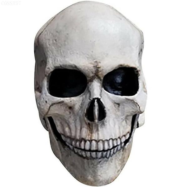 Movable Jaw Skull Mask Helmet Halloween Party Prop Latex Headgear White