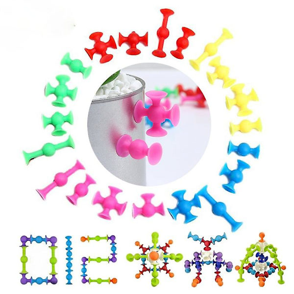 9/12/22/48pcs Soft Building Blocks kids DIY Pop squigz sucker Funny Silicone block Model Construction Toys Creative Gifts For Children Boy 48pcs