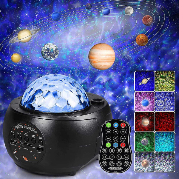 Led Night Light Projector, 3 In 1 Music Galaxy Projector, 10 Planets