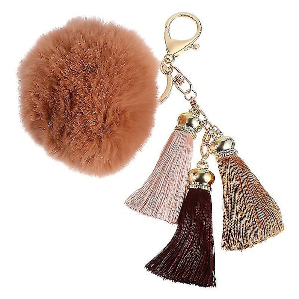 1 Pc Creative Plush Ball Key Chain Ice Silk Tassel Keychain Bag Pendant