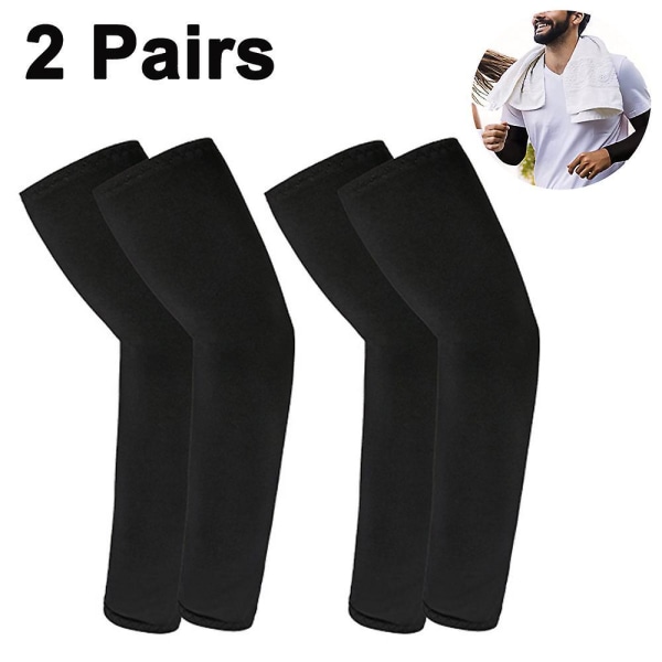 2 Pairs Cooling Arm Sleeves For Men & Women, Uv Protective Upf 50, Tattoo Cover Up Black