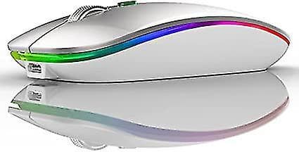 Led Wireless Mouse, Uiosmuph G12 Slim Rechargeable Wireless Silent Mouse, 2.4g Portable Usb Optical Wireless Computer Mice With Usb Receiver And Type