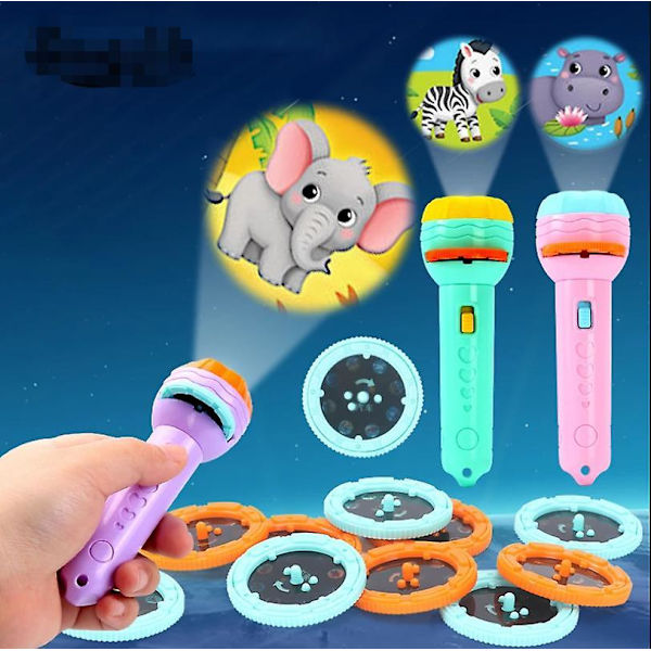 Baby Sleeping Story Book Flashlight Projector Torch Lamp Toy Orange