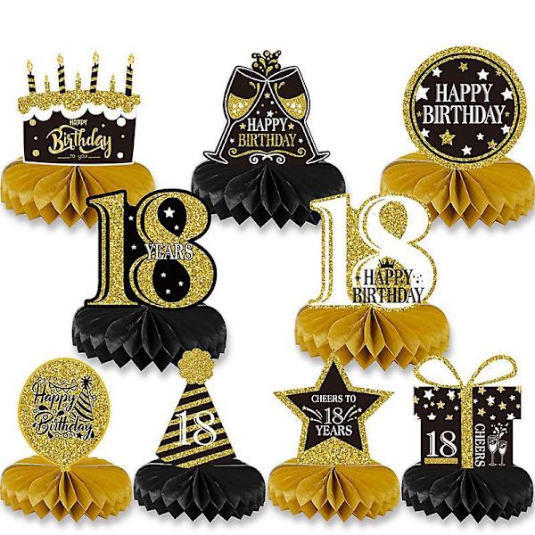 Black Gold Age Birthday Themed Desktop Honeycomb Birthday Party Decoration Supplies Ornaments 18 age