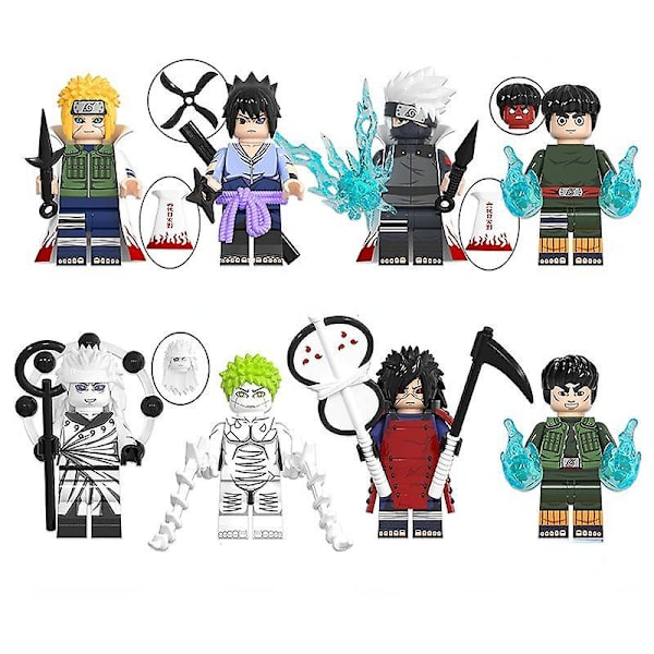Venalisa 8pcs Children's Assembled Toys Hokage Series Six Spots Uchiha Sasuke Doll Building Blocks