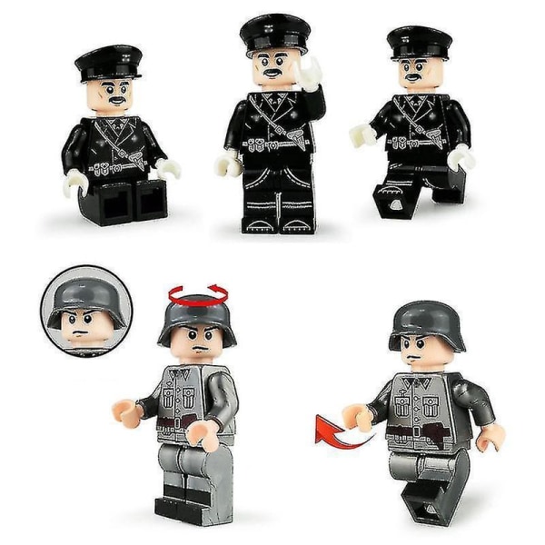 Fangnuo8pack Of Military Building Block Minifigures 2standing German Officers And Soldiers Building Blocks Toy
