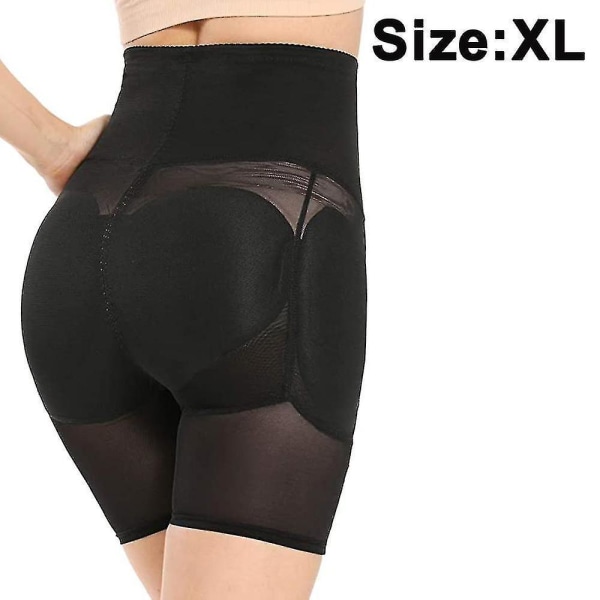 Women Hip And Butt Enhancer, 4 Removable Pads Panties High Waist Trainer Shaper High-waisted Pants Black XL