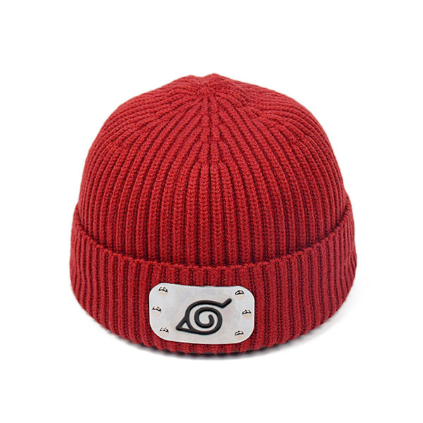 Naruto Anime Sign Beanie Knit Cap Hats Soft For Kids Boys Girls Winter Jujube Red