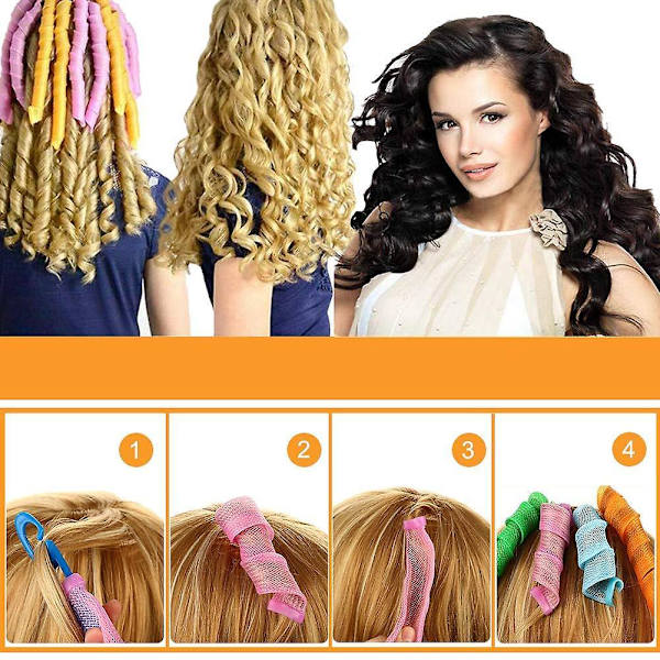 Hair Curlers Spiral Heatless Hair Curlers Rollers Diy Magic Hair Curlers With Styling Hook For Home Use 30PCS 65CM