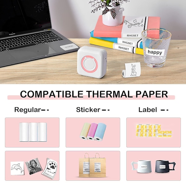 Mini Pocket Sticker Printer, Bluetooth Wireless Portable Mobile Printer Machine Thermal Printer For Notes, Memo, Photo, Pocket Label Receipt Printer C option 3