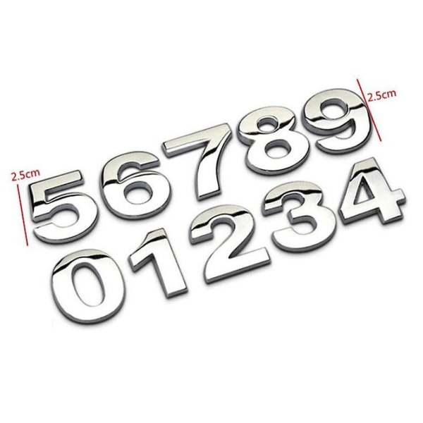 Hot Silver Car Styling (a-z,0-9) 3d Diy Metallic Alphabet Sticker