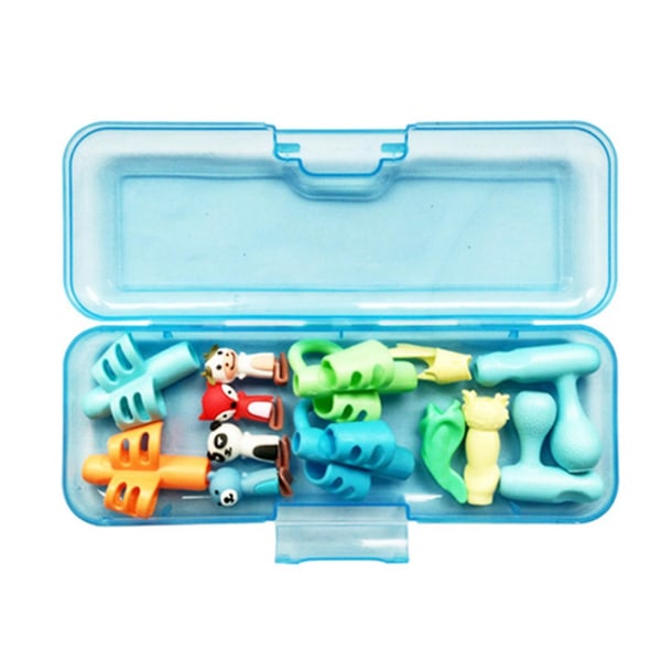 Pencil Grip Set 13 Pcs Children Pen Holder Writing Aid Grip Trainer With Storage Case Blue