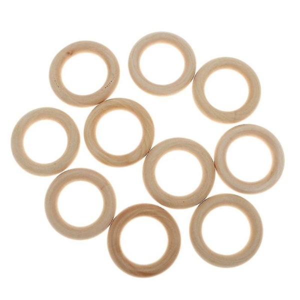 10pcs 5. 5cm Wood Loop Ring Unfinished Wooden Rings Natural Wood Rings Wood Material Wooden Rings For Diy Crafts Jewelry Making