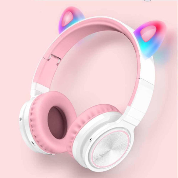 Bluetooth Hovedtelefoner, Ct-7 Katteøre LED Lysende Trådløse Foldbare Over-Ear Hovedtelefoner Med Mikrofon Og Lydstyrkekontrol Til Iphone/ipad/smartphones/ A