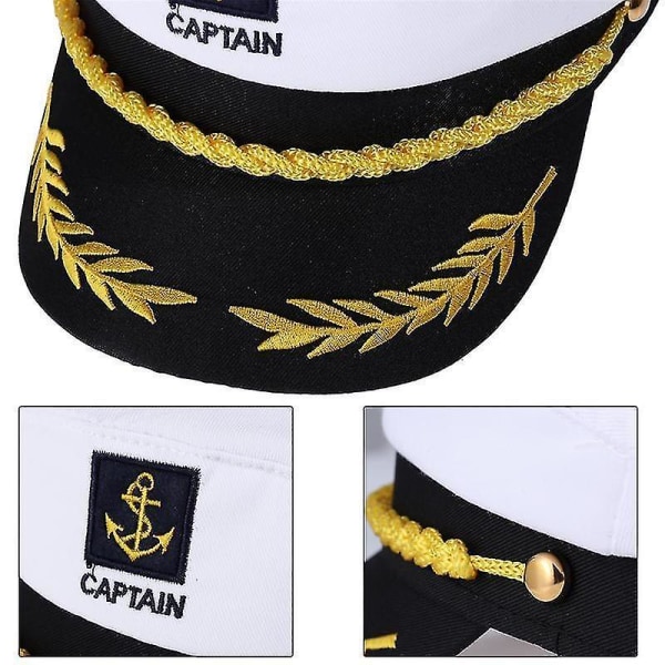 Adult Yacht Boat Ship Sailor Captain Costume Hat Cap Navy Marine Admiral Embroidered Captain's Cap (white)