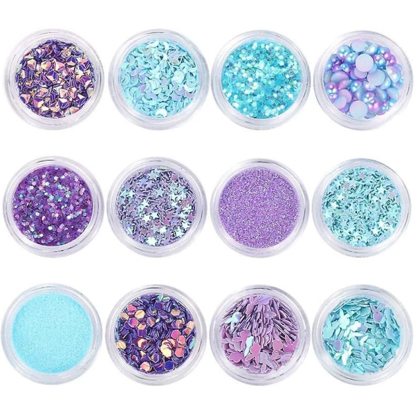 Holographic Mermaid Nail Sequins Chunky Glitter,fluorescent Glass Paper, Ultra-thin Iridescent Flakes Glitters Sticker, Face Eyes Body Hair Nail Art P