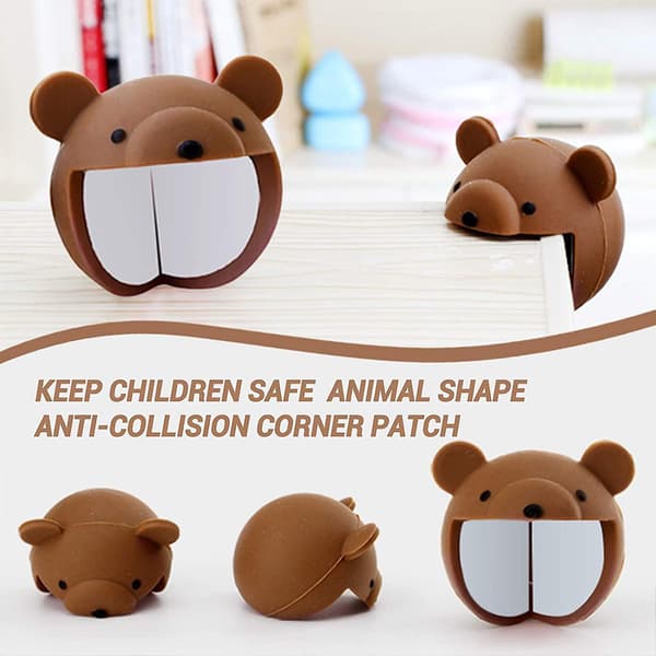 Cartoon Animal Shape Silicone Table Corner Protector Anti-collision Corner, Coffee Bear