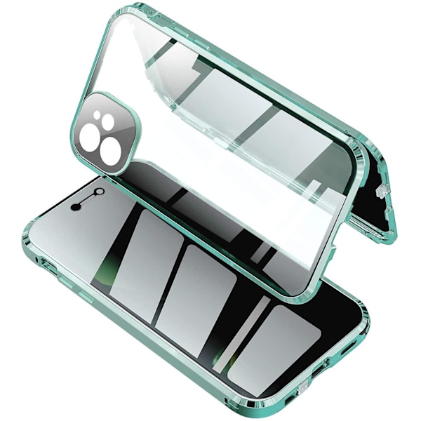 Anti-peeping Iphone 12 Pro Max Casewith  Strong Magnetic Adsorption Camera Lens Protector Metal Frame 360 Full Body Protective Double-sided Gl Green iPhone12Pro