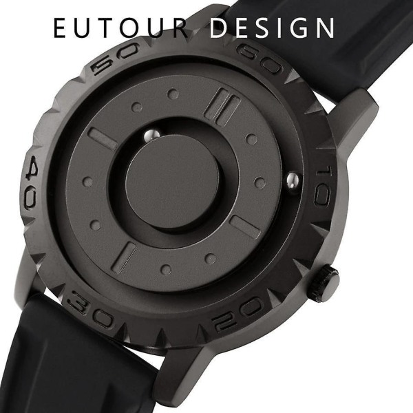 Magnetic Pointer Free Concept Watch(Black)